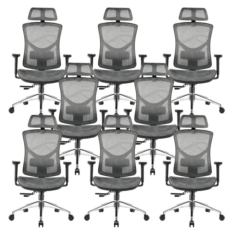 Modern Slide Office Chair Removable Arms Adjustable Seat Height Desk Chair Grey 8 Piece Set Clearhalo 'furn' 'furn_office_chair' 'Furniture' 'Office Chairs' 'Office Furniture' 'office_chair' 7189640