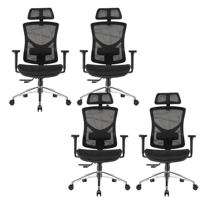 Modern Slide Office Chair Removable Arms Adjustable Seat Height Desk Chair Black 4 Piece Set Clearhalo 'furn' 'furn_office_chair' 'Furniture' 'Office Chairs' 'Office Furniture' 'office_chair' 7189646