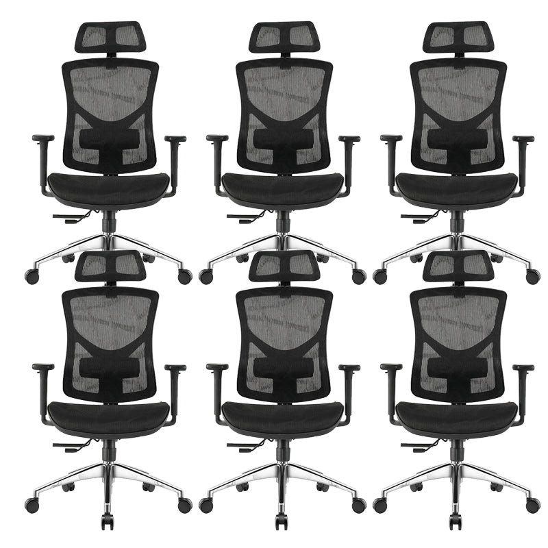 Modern Slide Office Chair Removable Arms Adjustable Seat Height Desk Chair Black 6 Piece Set Clearhalo 'furn' 'furn_office_chair' 'Furniture' 'Office Chairs' 'Office Furniture' 'office_chair' 7189648