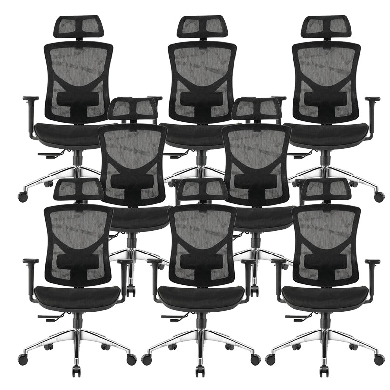 Modern Slide Office Chair Removable Arms Adjustable Seat Height Desk Chair Black 8 Piece Set Clearhalo 'furn' 'furn_office_chair' 'Furniture' 'Office Chairs' 'Office Furniture' 'office_chair' 7189649