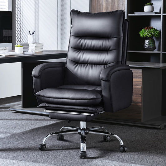 Swivel Armless Upholstered Office Chair Ergonomic High Back Managers Chair Black 1 Piece Steel