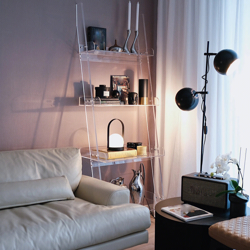 Bibliothèque acrylique à échelle de bibliothèque ouverte contemporaine avec étagères avec étagères