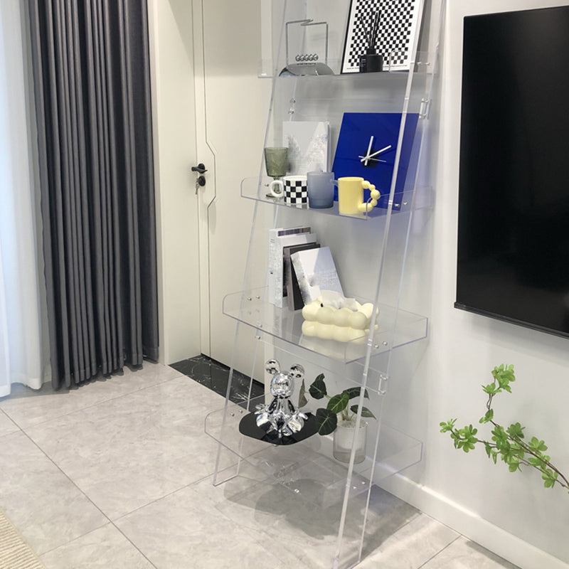 Bibliothèque acrylique à échelle de bibliothèque ouverte contemporaine avec étagères avec étagères