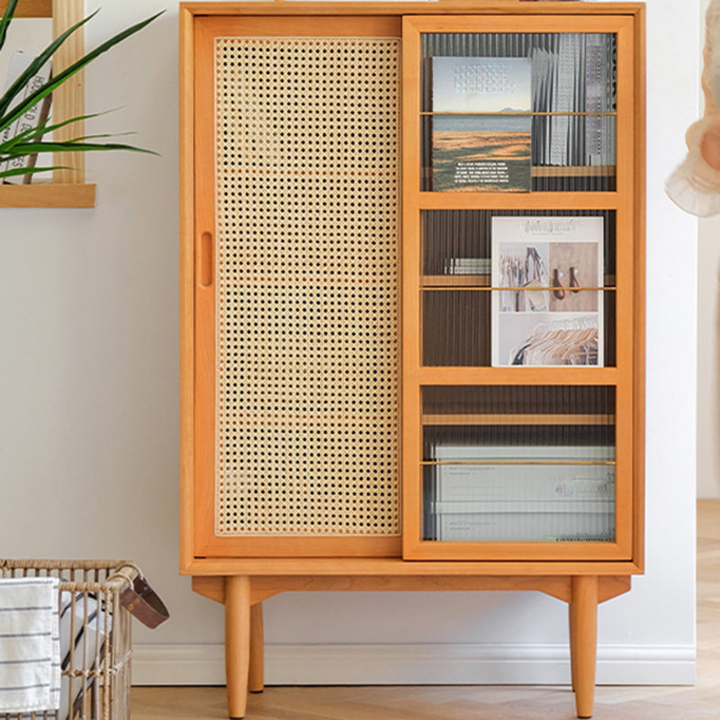 Closed Back Bookshelf Solid Wood Contemporary Bookcase with Doors 32.7"L x 14.6"W x 50.4"H Cherry Clearhalo 'Bookcases' 'furn' 'furn_bookcases' 'Furniture' 'Office Furniture' 7189911