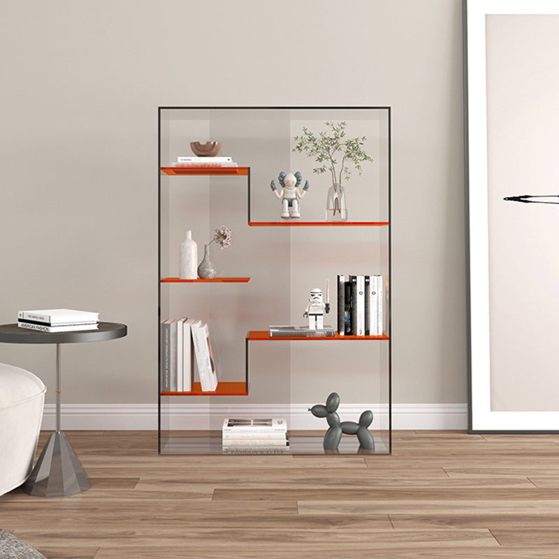 現代的なオープンバック垂直本棚幾何学的アクリル本棚