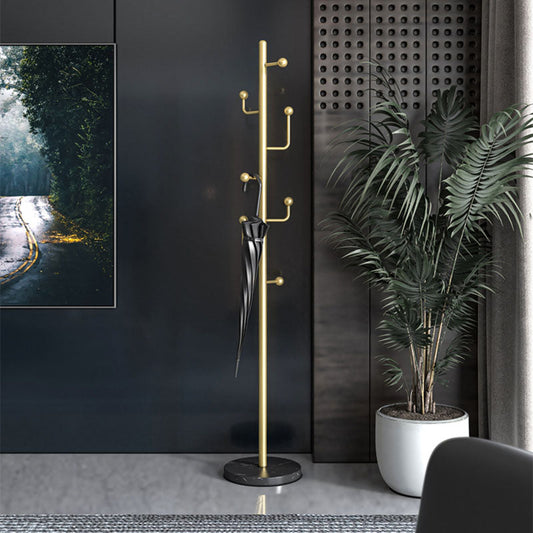 Gancio del mantello da base di marmo di entrata in metallo con 7 ganci, 70,86 "H