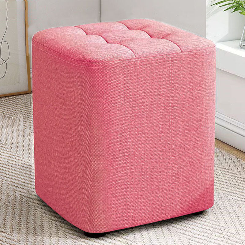 Modern Pouf Ottoman Cotton Upholstered Tufted Solid Color Square Ottoman Pink 1 Piece Clearhalo 'furn' 'furn_ottomans_poufs' 'Furniture' 'Living Room Furniture' 'Ottomans & Poufs' 'ottomans_poufs' 7191179