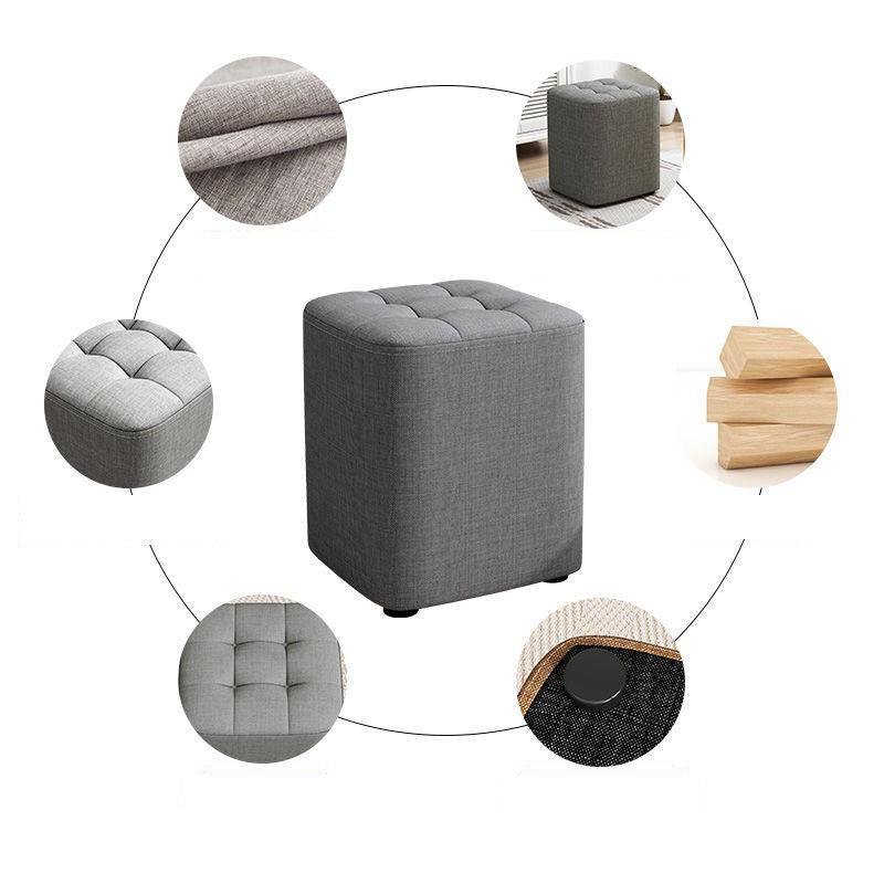 Modern Pouf Ottoman Cotton Upholstered Tufted Solid Color Square Ottoman Clearhalo 'furn' 'furn_ottomans_poufs' 'Furniture' 'Living Room Furniture' 'Ottomans & Poufs' 'ottomans_poufs' 7191184