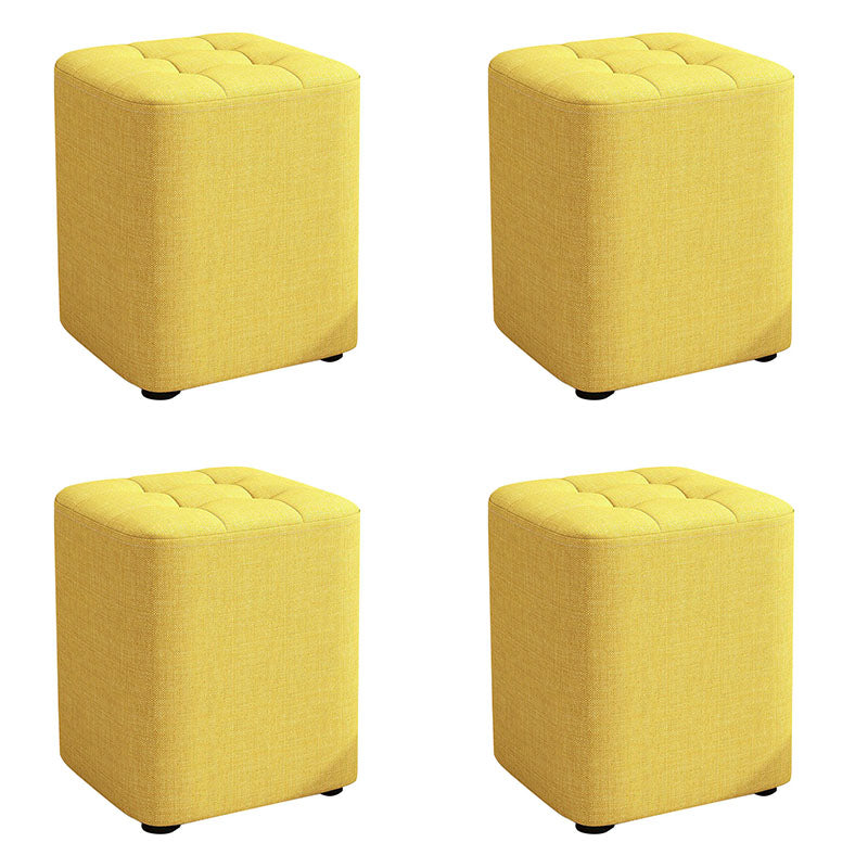 Modern Pouf Ottoman Cotton Upholstered Tufted Solid Color Square Ottoman Yellow 4 Piece Set Clearhalo 'furn' 'furn_ottomans_poufs' 'Furniture' 'Living Room Furniture' 'Ottomans & Poufs' 'ottomans_poufs' 7191189