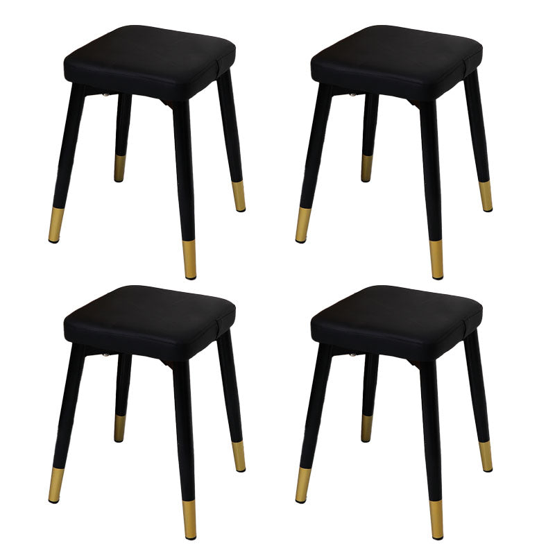 Glam otomano de cuero de cuero sólido otomano cuadrado con patas de metal