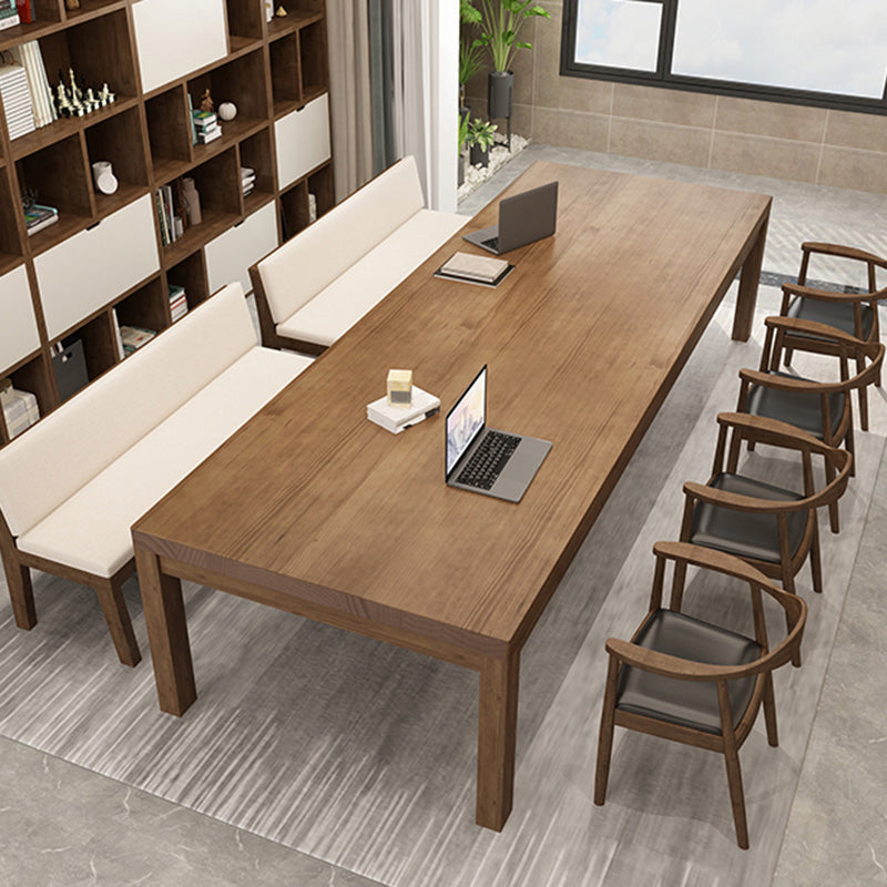 Modern Solid Wood Rectangular Writing Desk Parsons Base 29.53" Tall Office Desk Clearhalo 'furn' 'furn_office_desk' 'Furniture' 'Office Desks' 'Office Furniture' 'office_desk' 7192944