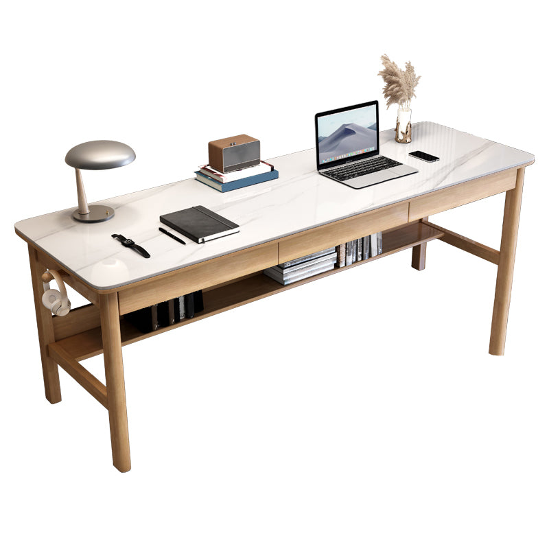 Rectangular Shaped Stone Office Desk 4 Legs Writing Desk for Home Natural Clearhalo 'furn' 'furn_office_desk' 'Furniture' 'Office Desks' 'Office Furniture' 'office_desk' 7192990