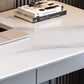 2 Drawers Stone Writing Desk 1-Shelf 29.53" Tall Office Desk with H-Shape Base