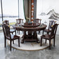 Glossy Brown Wood Dinette Table with Pedestal Traditional Round Dining Table