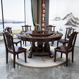 Glossy Brown Wood Dinette Table with Pedestal Traditional Round Dining Table