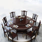 Glossy Brown Wood Dinette Table with Pedestal Traditional Round Dining Table