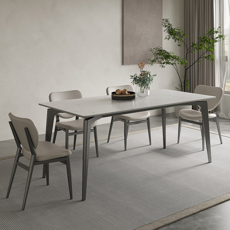 Stainless Steel Frame Dinette Table Stone Top Rectangle Dining Table Clearhalo 'Dining Tables & Seating' 'Dining Tables' 'dining_table' 'furn' 'furn_dining_table' 'Furniture' 'Kitchen & Dining Furniture' 7193251
