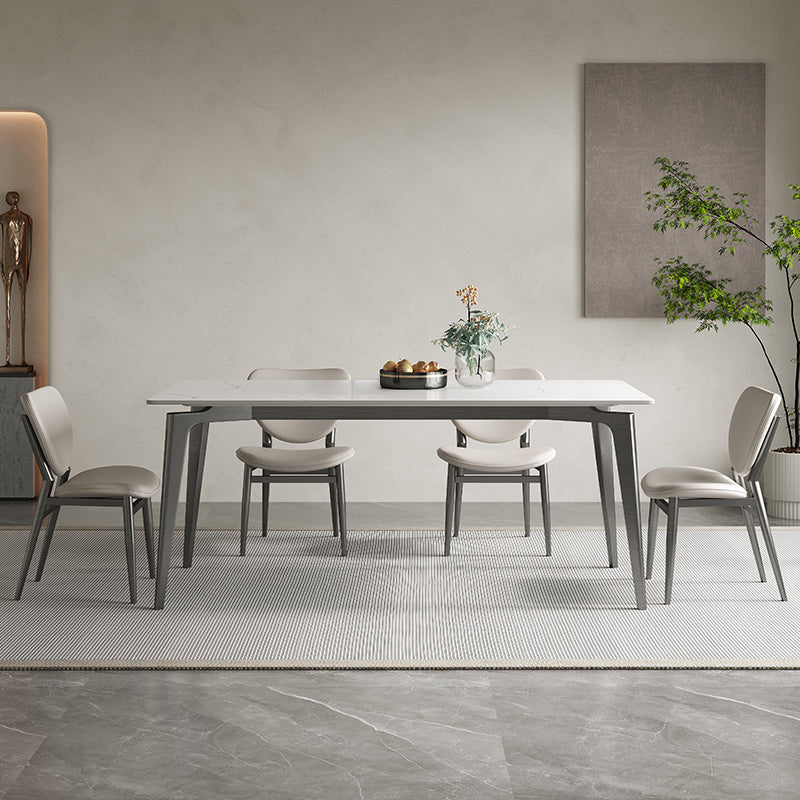 Stainless Steel Frame Dinette Table Stone Top Rectangle Dining Table Clearhalo 'Dining Tables & Seating' 'Dining Tables' 'dining_table' 'furn' 'furn_dining_table' 'Furniture' 'Kitchen & Dining Furniture' 7193252