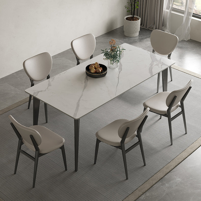 Stainless Steel Frame Dinette Table Stone Top Rectangle Dining Table Clearhalo 'Dining Tables & Seating' 'Dining Tables' 'dining_table' 'furn' 'furn_dining_table' 'Furniture' 'Kitchen & Dining Furniture' 7193253