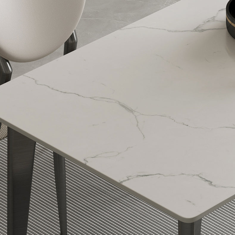 Stainless Steel Frame Dinette Table Stone Top Rectangle Dining Table Clearhalo 'Dining Tables & Seating' 'Dining Tables' 'dining_table' 'furn' 'furn_dining_table' 'Furniture' 'Kitchen & Dining Furniture' 7193254