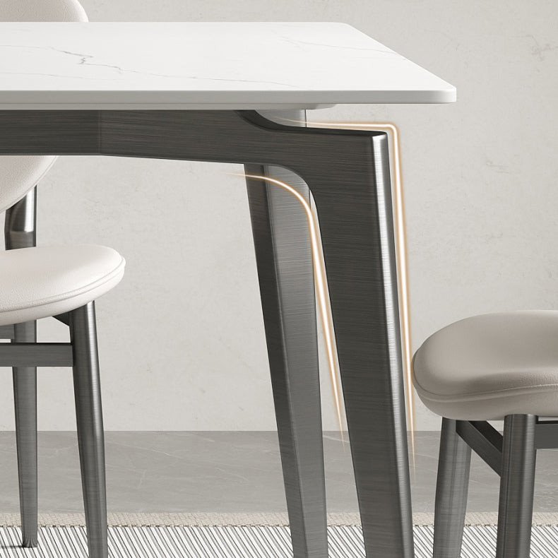 Stainless Steel Frame Dinette Table Stone Top Rectangle Dining Table Clearhalo 'Dining Tables & Seating' 'Dining Tables' 'dining_table' 'furn' 'furn_dining_table' 'Furniture' 'Kitchen & Dining Furniture' 7193256