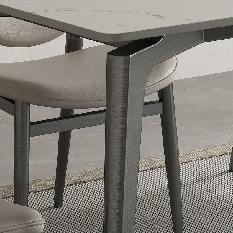 Stainless Steel Frame Dinette Table Stone Top Rectangle Dining Table Clearhalo 'Dining Tables & Seating' 'Dining Tables' 'dining_table' 'furn' 'furn_dining_table' 'Furniture' 'Kitchen & Dining Furniture' 7193257