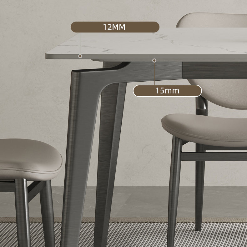 Stainless Steel Frame Dinette Table Stone Top Rectangle Dining Table Clearhalo 'Dining Tables & Seating' 'Dining Tables' 'dining_table' 'furn' 'furn_dining_table' 'Furniture' 'Kitchen & Dining Furniture' 7193258