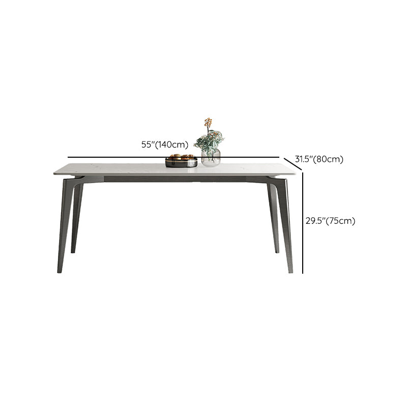 Stainless Steel Frame Dinette Table Stone Top Rectangle Dining Table Clearhalo 'Dining Tables & Seating' 'Dining Tables' 'dining_table' 'furn' 'furn_dining_table' 'Furniture' 'Kitchen & Dining Furniture' 7193262