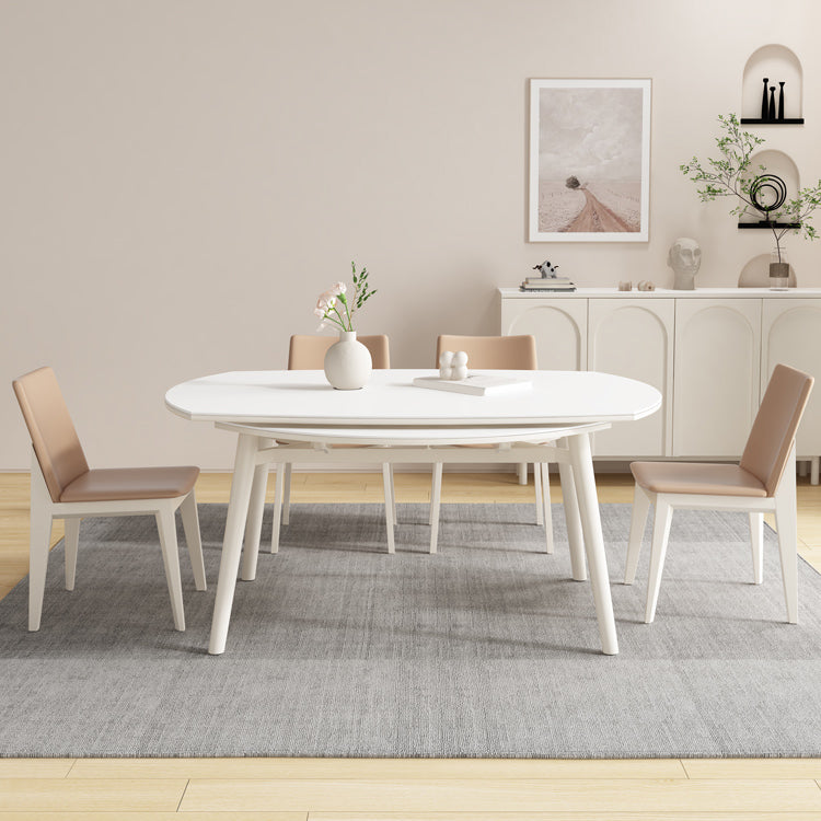 White Drop-Leaf Dining Table Round Sintered Stone Dinner Table for Dining Room Clearhalo 'Dining Tables & Seating' 'Dining Tables' 'dining_table' 'furn' 'furn_dining_table' 'Furniture' 'Kitchen & Dining Furniture' 7193296
