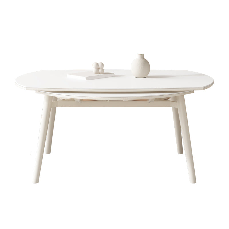 White Drop-Leaf Dining Table Round Sintered Stone Dinner Table for Dining Room Without Chairs Clearhalo 'Dining Tables & Seating' 'Dining Tables' 'dining_table' 'furn' 'furn_dining_table' 'Furniture' 'Kitchen & Dining Furniture' 7193299