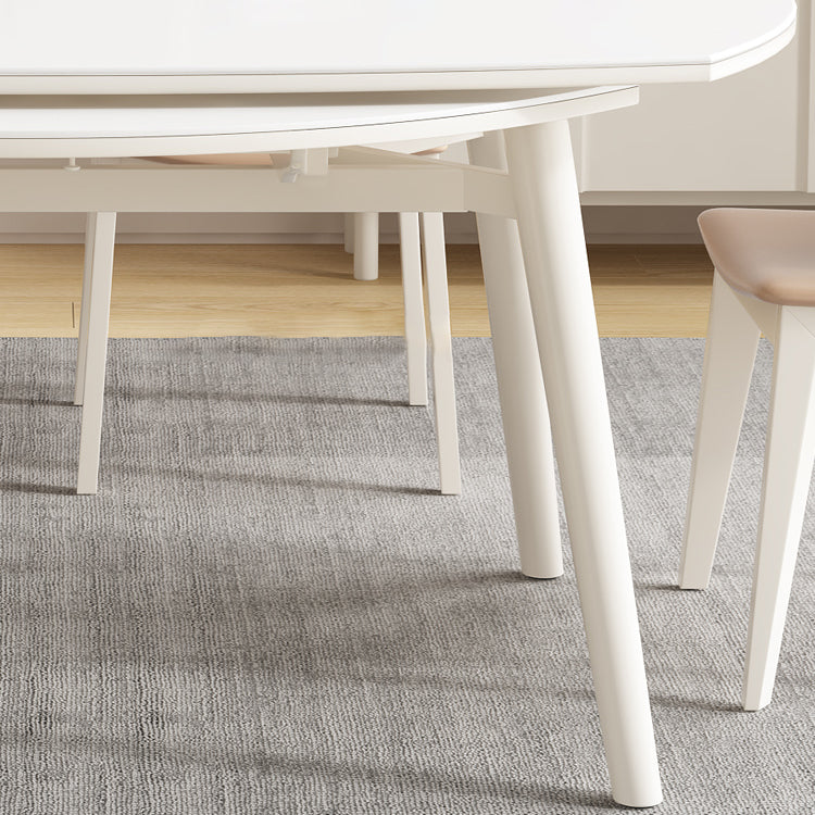 White Drop-Leaf Dining Table Round Sintered Stone Dinner Table for Dining Room Clearhalo 'Dining Tables & Seating' 'Dining Tables' 'dining_table' 'furn' 'furn_dining_table' 'Furniture' 'Kitchen & Dining Furniture' 7193302