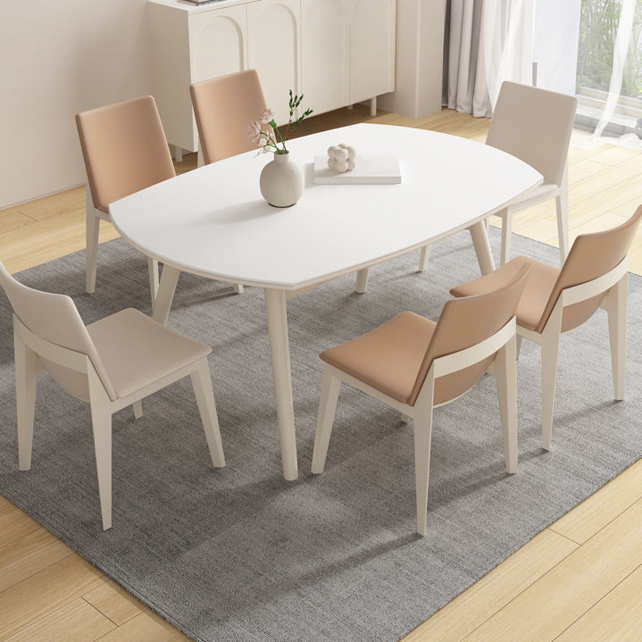 White Drop-Leaf Dining Table Round Sintered Stone Dinner Table for Dining Room Clearhalo 'Dining Tables & Seating' 'Dining Tables' 'dining_table' 'furn' 'furn_dining_table' 'Furniture' 'Kitchen & Dining Furniture' 7193304