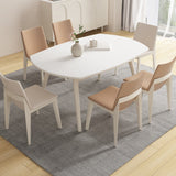 White Drop-Leaf Dining Table Round Sintered Stone Dinner Table for Dining Room Clearhalo 'Dining Tables & Seating' 'Dining Tables' 'dining_table' 'furn' 'furn_dining_table' 'Furniture' 'Kitchen & Dining Furniture' 7193304