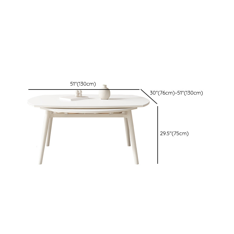 White Drop-Leaf Dining Table Round Sintered Stone Dinner Table for Dining Room Clearhalo 'Dining Tables & Seating' 'Dining Tables' 'dining_table' 'furn' 'furn_dining_table' 'Furniture' 'Kitchen & Dining Furniture' 7193306