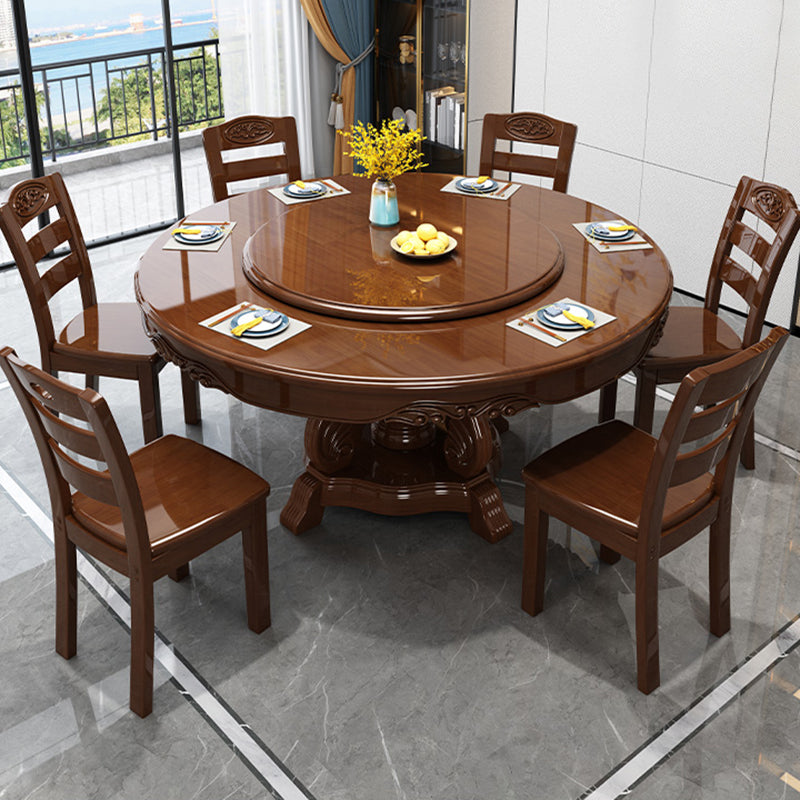 Traditional Dining Table Round Rubberwood Dinner Table for Dining Room Clearhalo 'Dining Tables & Seating' 'Dining Tables' 'dining_table' 'furn' 'furn_dining_table' 'Furniture' 'Kitchen & Dining Furniture' 7193309
