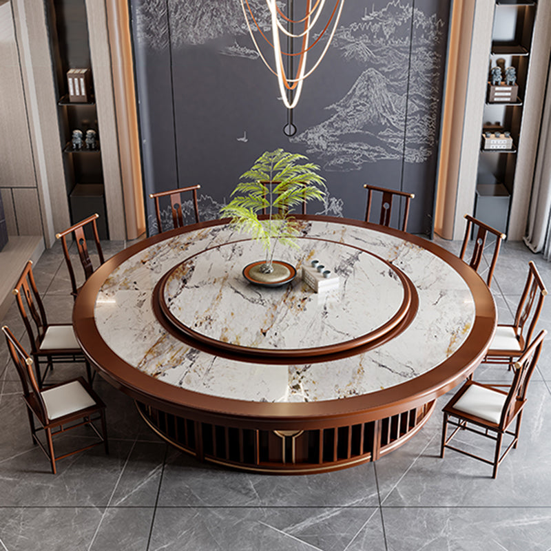 Round Tradition Dining Table for Home Stone Top Dinette Table with Rubberwood Base Clearhalo 'Dining Tables & Seating' 'Dining Tables' 'dining_table' 'furn' 'furn_dining_table' 'Furniture' 'Kitchen & Dining Furniture' 7193358