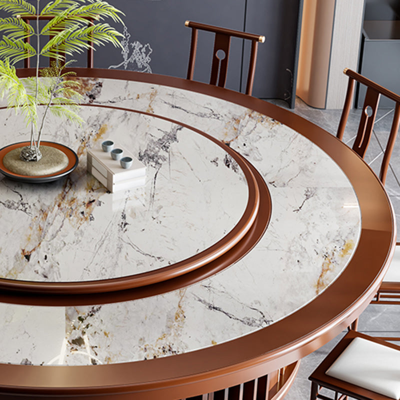 Round Tradition Dining Table for Home Stone Top Dinette Table with Rubberwood Base Clearhalo 'Dining Tables & Seating' 'Dining Tables' 'dining_table' 'furn' 'furn_dining_table' 'Furniture' 'Kitchen & Dining Furniture' 7193361