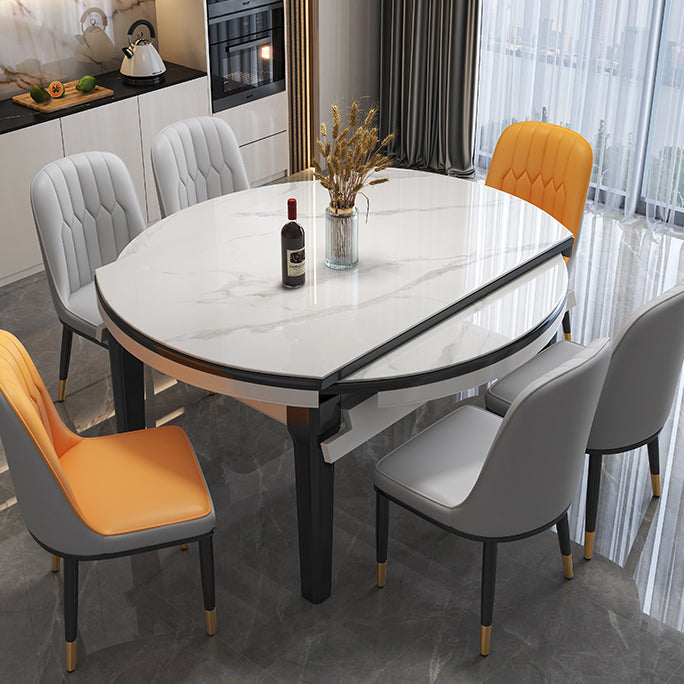 Table à manger ronde moderne en pierre frittée, Table de dîner à feuilles tombantes pour salle à manger