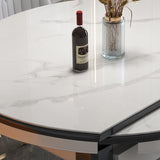 Table à manger ronde moderne en pierre frittée, Table de dîner à feuilles tombantes pour salle à manger