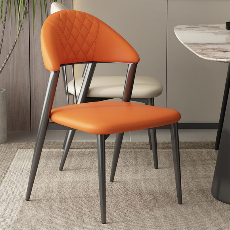 フェイクレザーダイニングチェアノルディックスタイルオープンバックアームレスダイニングルーム用