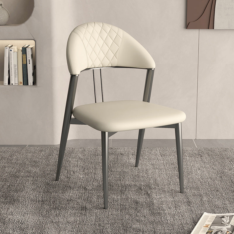 フェイクレザーダイニングチェアノルディックスタイルオープンバックアームレスダイニングルーム用