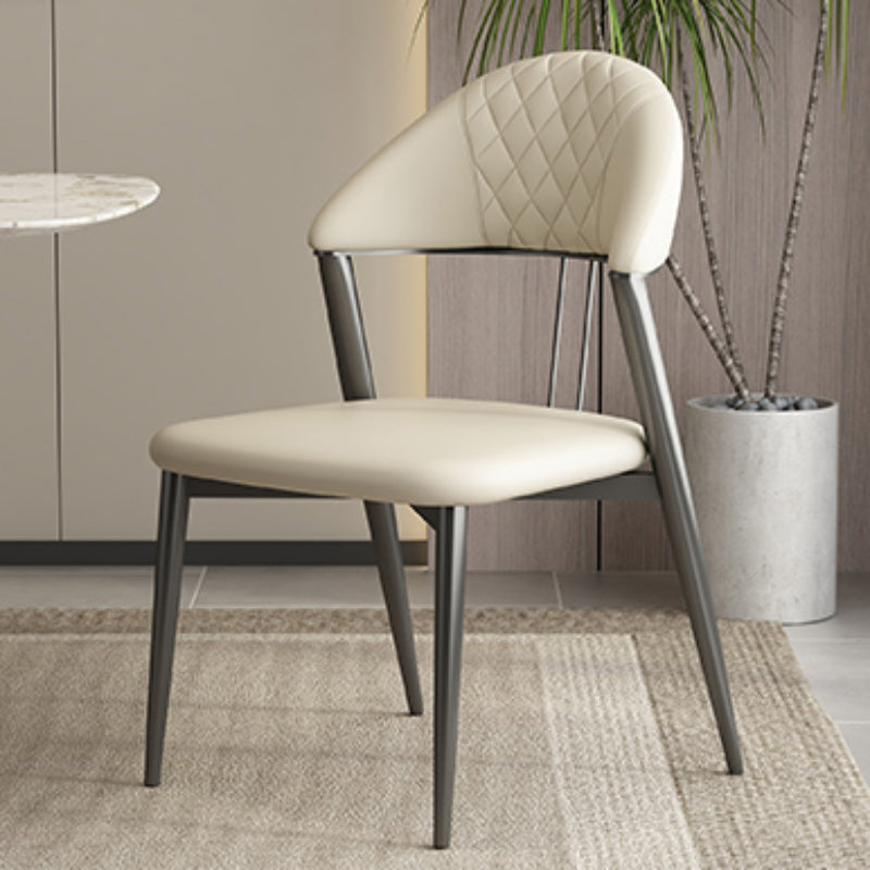 フェイクレザーダイニングチェアノルディックスタイルオープンバックアームレスダイニングルーム用