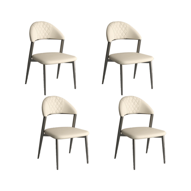 フェイクレザーダイニングチェアノルディックスタイルオープンバックアームレスダイニングルーム用