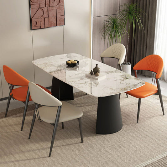 Faux Leather Dining Chairs Nordic Style Open Back Armless Chair for Dining Room