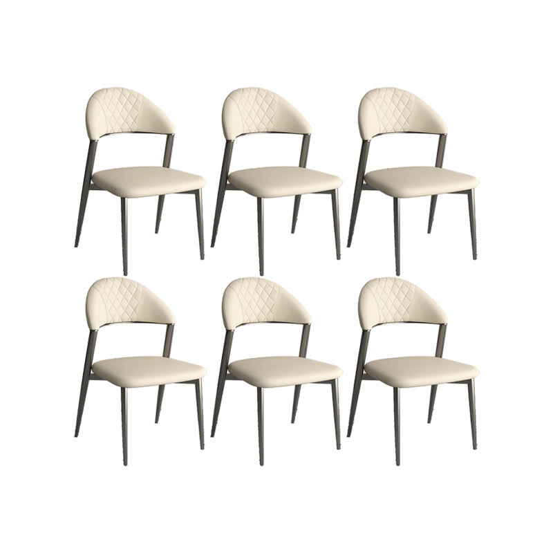 フェイクレザーダイニングチェアノルディックスタイルオープンバックアームレスダイニングルーム用