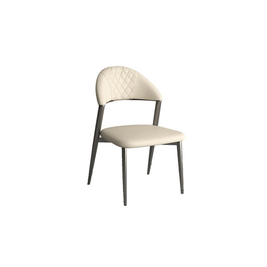 Faux Leather Dining Chairs Nordic Style Open Back Armless Chair for Dining Room