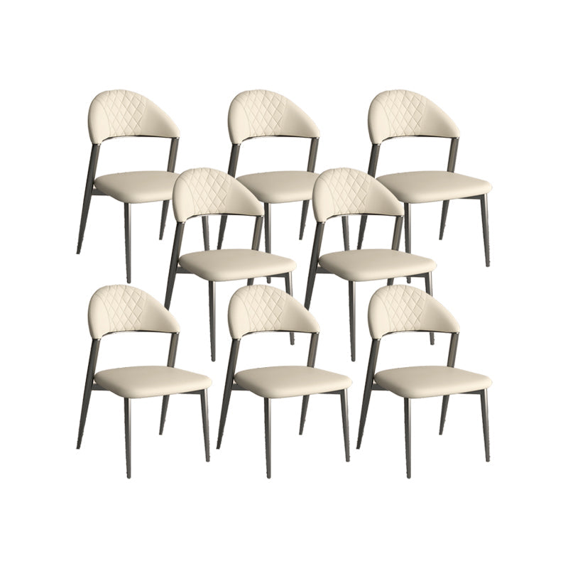 フェイクレザーダイニングチェアノルディックスタイルオープンバックアームレスダイニングルーム用