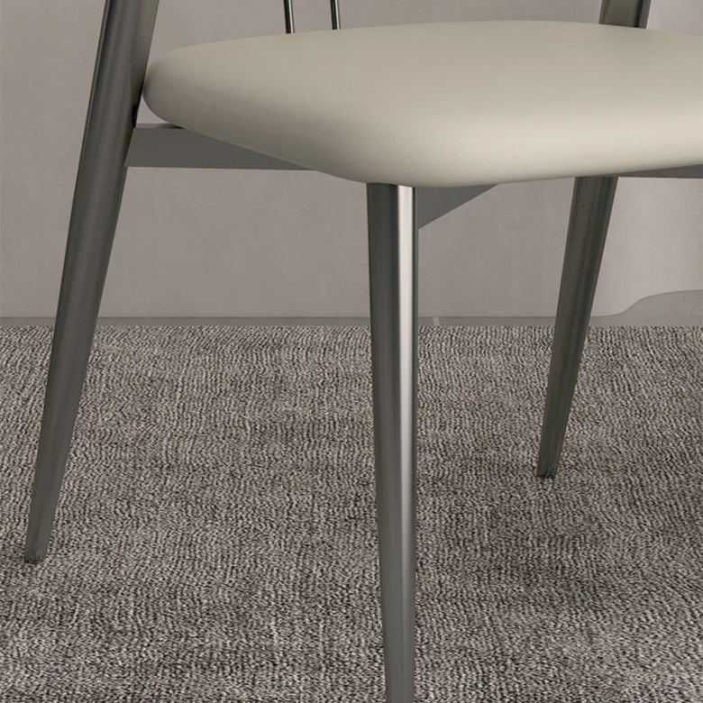 フェイクレザーダイニングチェアノルディックスタイルオープンバックアームレスダイニングルーム用