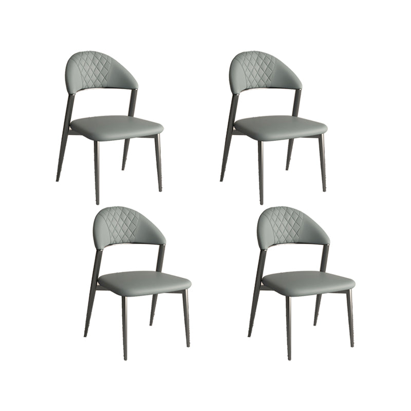 フェイクレザーダイニングチェアノルディックスタイルオープンバックアームレスダイニングルーム用