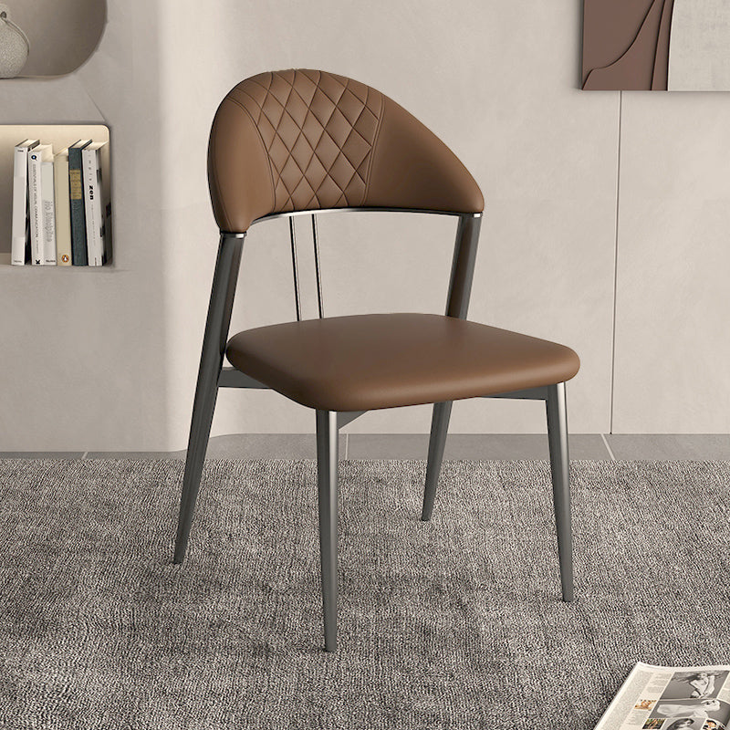 フェイクレザーダイニングチェアノルディックスタイルオープンバックアームレスダイニングルーム用